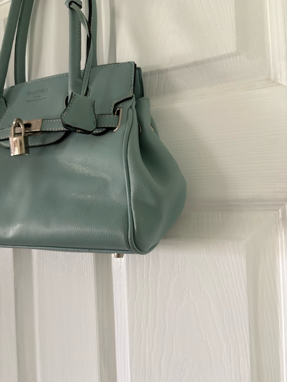 Sage Green Structured Satchel Top Handle Bag Minimal premium Luxury Purse - Picture 10 of 12